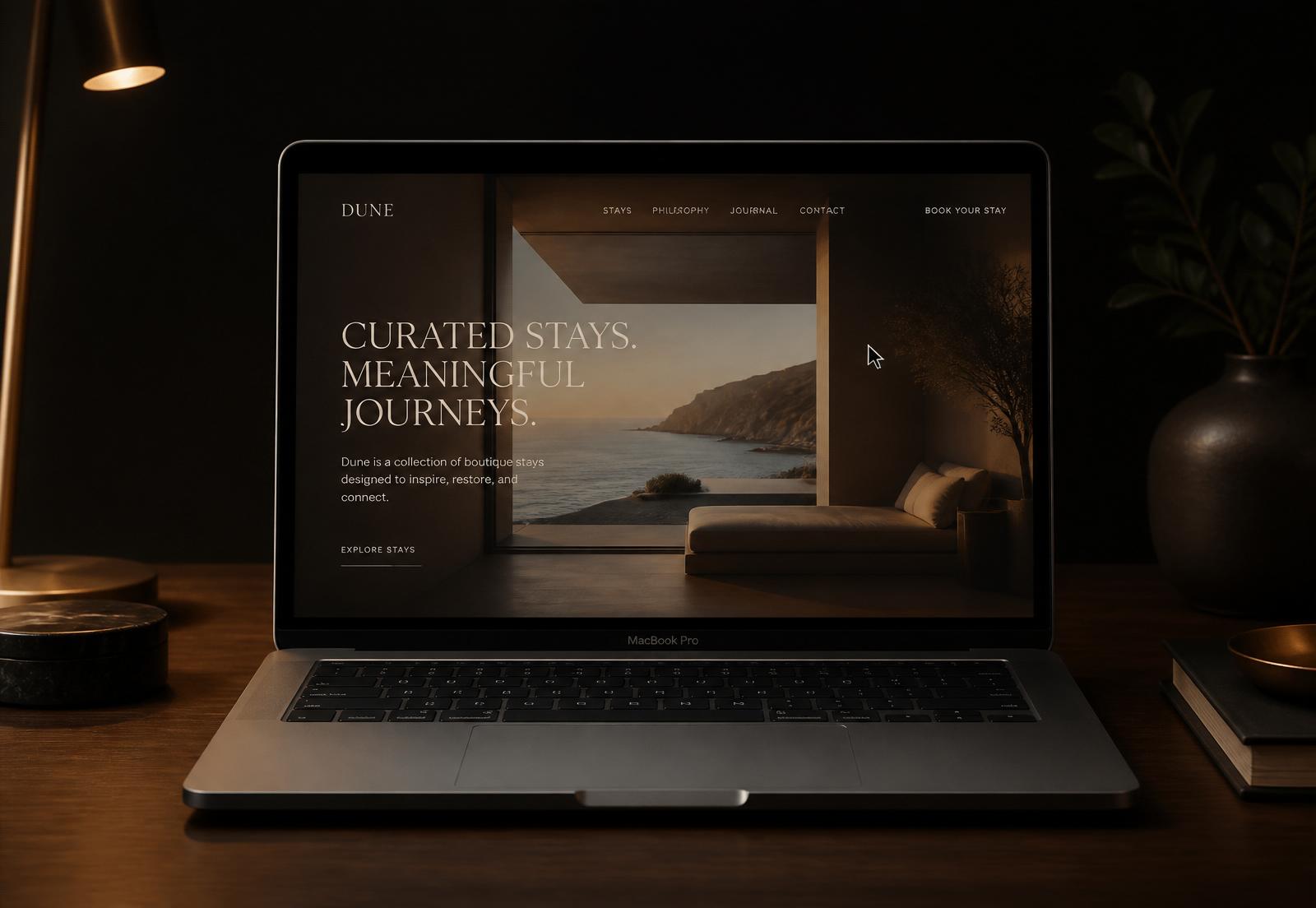 Premium AIDOIDO website design shown on a MacBook Pro